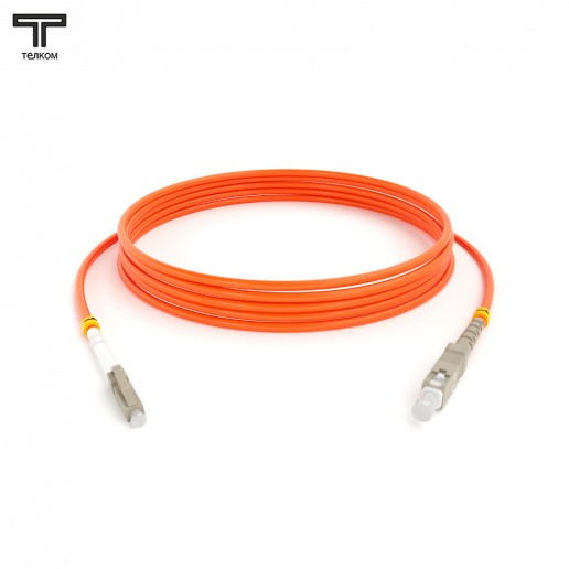 ТЕЛКОМ ШОС-3.0-LC/U-SC/U-MM50-45м-LSZH-OR Шнур оптический simplex LC/UPC-SC/UPC 50/125 OM2 многомодовый MM (3.0мм) LSZH, длина 45м