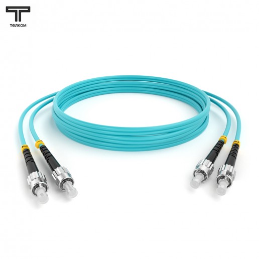 ТЕЛКОМ ШОС-2x3.0-2ST/U-2ST/U-MM503-7м-LSZH-AQ Шнур оптический duplex ST/UPC-ST/UPC 50/125 OM3 (10Gb) многомодовый MM (3.0мм) LSZH, цвет аквамарин, длина 7м