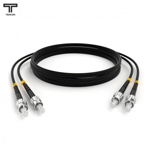 ТЕЛКОМ ШОС-2x3.0-2ST/U-2ST/U-SM-9м-LSZH-BK Шнур оптический duplex ST/UPC-ST/UPC 9/125 OS2 (G.652.D) одномодовый SM (3.0мм) LSZH, цвет черный, длина 9м