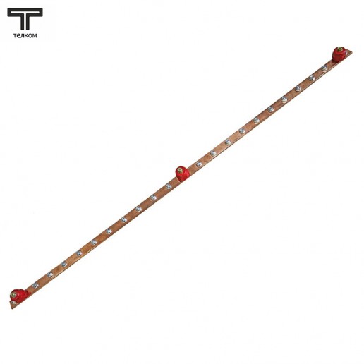 ТЕЛКОМ ШЗ.1000.200А Шина заземления вертикальная, для шкафов и стоек, 1000мм, (22 точки подключения с винтами М6х12, 3 точки заземления SM25)
