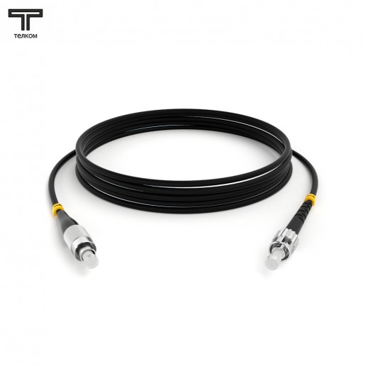 ТЕЛКОМ ШОС-3.0-FC/U-ST/U-MM50-65м-LSZH-BK Шнур оптический simplex FC/UPC-ST/UPC 50/125 OM2 многомодовый MM (3.0мм) LSZH, цвет черный, длина 65м