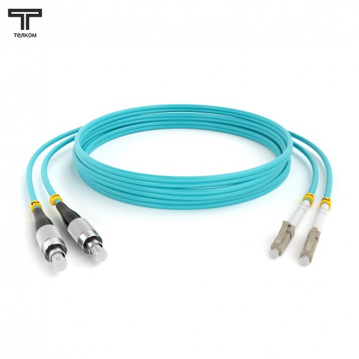 ТЕЛКОМ ШОС-2x3.0-2FC/U-2LC/U-MM503-4м-LSZH-AQ Шнур оптический duplex FC/UPC-LC/UPC 50/125 OM3 (10Gb) многомодовый MM (3.0мм) LSZH, цвет аквамарин, длина 4м