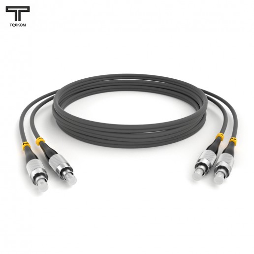ТЕЛКОМ ШОС-2х3.0-2FC/U-2FC/U-MM62-300м-LSZH-GY Шнур оптический duplex FC/UPC-FC/UPC 62,5/125 OM1 многомодовый MM (3.0мм) LSZH, длина 300м