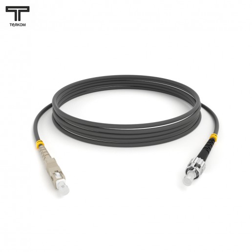 ТЕЛКОМ ШОС-3.0-SC/U-ST/U-MM62-35м-LSZH-GY Шнур оптический соединительный simplex SC-ST 62,5/125 OM1 многомодовый MM (3.0мм) LSZH, длина 35м