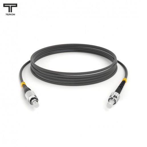 ТЕЛКОМ ШОС-3.0-FC/U-ST/U-MM62-65м-LSZH-GY Шнур оптический соединительный simplex FC-ST 62,5/125 OM1 многомодовый MM (3.0мм) LSZH, длина 65м