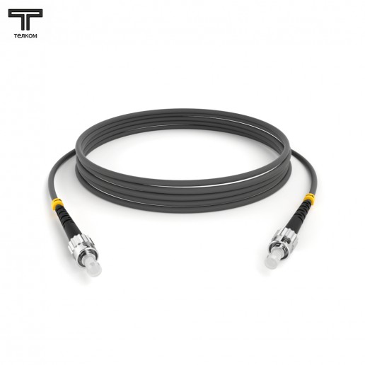ТЕЛКОМ ШОС-3.0-ST/U-ST/U-MM62-35м-LSZH-GY Шнур оптический соединительный simplex ST-ST 62,5/125 OM1 многомодовый MM (3.0мм) LSZH, длина 35м
