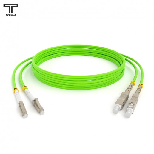 ТЕЛКОМ ШОС-2x2.0-2LC/U-2SC/U-MM505-4м-LSZH-LG Шнур оптический duplex LC/UPC-SC/UPC 50/125 OM5 (100Gb) многомодовый MM (2.0мм) LSZH, длина 4м