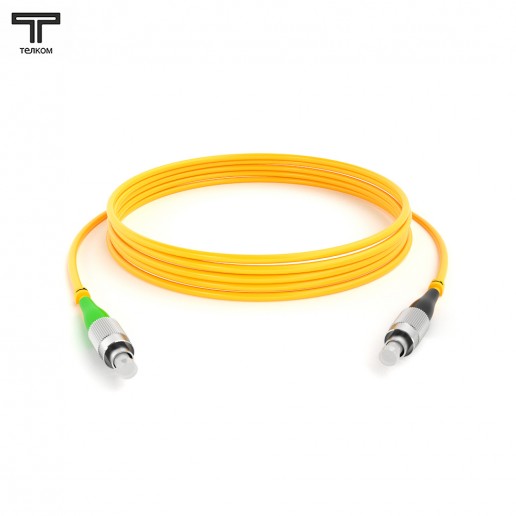 ТЕЛКОМ ШОС-3.0-FC/A-FC/U-SM-1.5м-LSZH-YL Шнур оптический simplex FC/APC-FC/UPC 9/125 OS2 одномодовый SM (3.0мм) LSZH, длина 1,5м