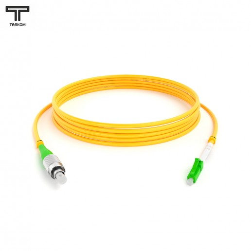 ТЕЛКОМ ШОС-3.0-FC/A-LC/A-SM-120м-LSZH-YL Шнур оптический simplex FC/APC-LC/APC 9/125 OS2 одномодовый SM (3.0мм) LSZH, длина 120м