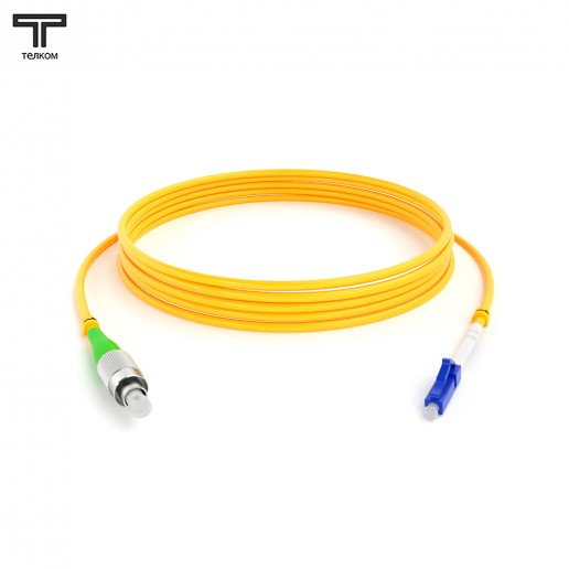 ТЕЛКОМ ШОС-3.0-FC/A-LC/U-SM-1.5м-LSZH-YL Шнур оптический simplex FC/APC-LC/UPC 9/125 OS2 одномодовый SM (3.0мм) LSZH, длина 1,5м