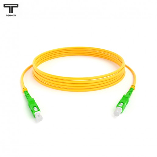 ТЕЛКОМ ШОС-3.0-SC/A-SC/A-SM-70м-LSZH-YL Шнур оптический simplex SC/APC-SC/APC 9/125 OS2 одномодовый SM (3.0мм) LSZH, длина 70м