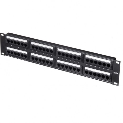 Патч-панель UTP, 19", 48 портов RJ45, cat.5е, 2U, Dual Type, "L"