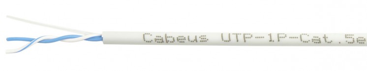 Cabeus UTP-1P-Cat.5e-SOLID-LSZH-GY-500 Кабель витая пара (UTP), категория 5e, 1 пара (24 AWG), одножильный (solid), LSZH нг(А)-HF, серый (500 м)