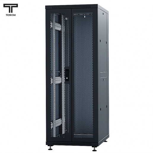ТЕЛКОМ ТС-42.6.8-2ПZS.9005М Шкаф напольный 42U 600x800x1987мм (ШхГхВ) телекоммуникационный 19", передняя дверь перфорированная распашная 2-х створчатая - задняя металлическая панель, цвет черный (RAL9005М) (5 мест)