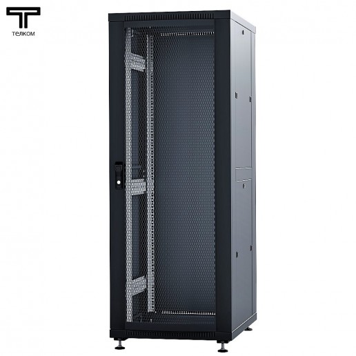 ТЕЛКОМ ТС-42.6.10-ПZS.9005М Шкаф напольный 42U 600x1000х1987мм (ШхГхВ) телекоммуникационный 19", передняя дверь перфорированная - задняя металлическая панель, цвет черный (RAL9005М) (5 мест)