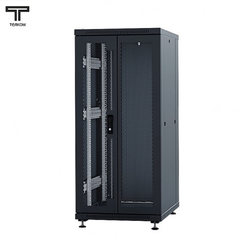 ТЕЛКОМ ТС-22.6.6-2ПZS.9005М Шкаф напольный 22U 600x600x1098мм (ШхГхВ) телекоммуникационный 19", передняя дверь перфорированная распашная 2-х створчатая - задняя металлическая панель, цвет черный (RAL9005М) (5 мест)