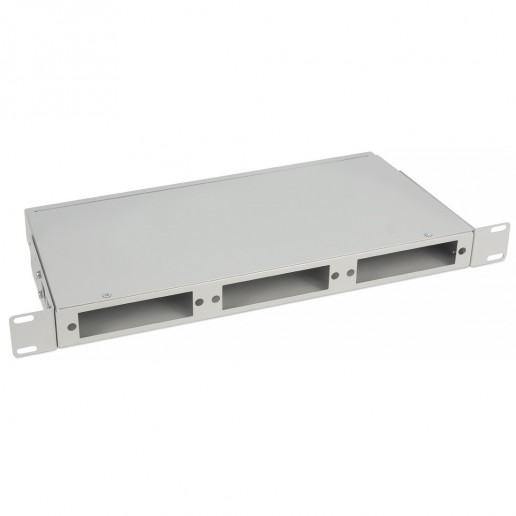 Cabeus FO-CS-19-3FP-GY Кросс бокс оптический 19" 1U на 3 адаптерные панели, цвет серый