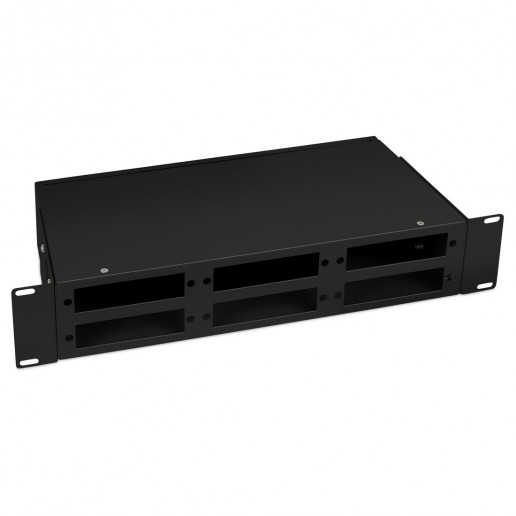 Cabeus FO-CS-19-6FP-BK Кросс бокс оптический 19" 2U на 6 адаптерных панелей, цвет черный