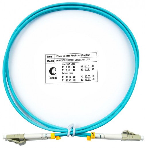 Cabeus FOP-50-LC-LC-0,5m Шнур оптический duplex LC-LC 50/125 mm OM3 0,5м LSZH