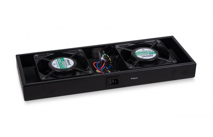 Cabeus TRAY-FAN2-BK Модуль вентиляторный с 2-я вентиляторами для установки в настенные шкафы серии SH-05F, цвет черный (RAL9004)