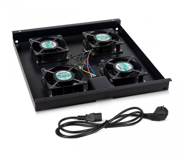 Cabeus TRAY-SC-120-BK Модуль вентиляторный с 4-я вентиляторами для установки в серверные шкафы серии ND-SC, цвет черный (RAL 9004)