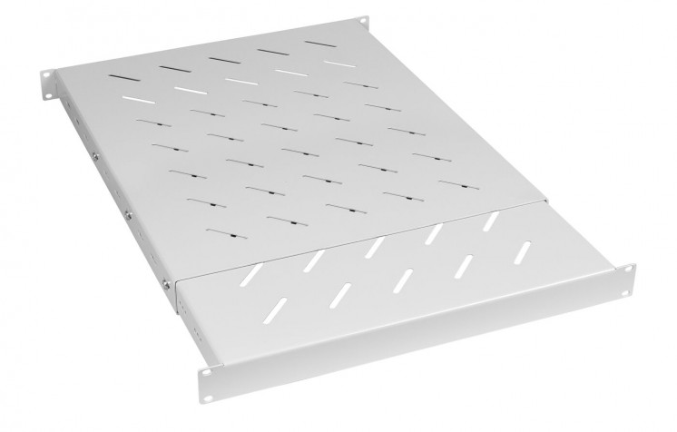 Cabeus SH-J018-SS-600-100KG Полка 19" перфорированная глубиной 600-1000 мм для напольных шкафов и открытых стоек, усиленная до 100кг, цвет серый (RAL 7035)