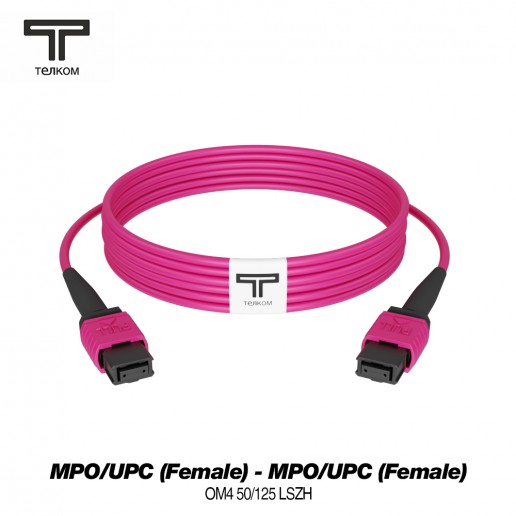 ТЕЛКОМ ШОС-3.0-12-MPO/U(f)-MPO/U(f)-A-MM504-150м-LSZH-MG Шнур оптический соединительный MPO/UPC (Female) - MPO/UPC (Female), 12 волокон, полярность тип A, 50/125 OM4 MM, (3.0мм), LSZH, цвет маджента, длина 150м
