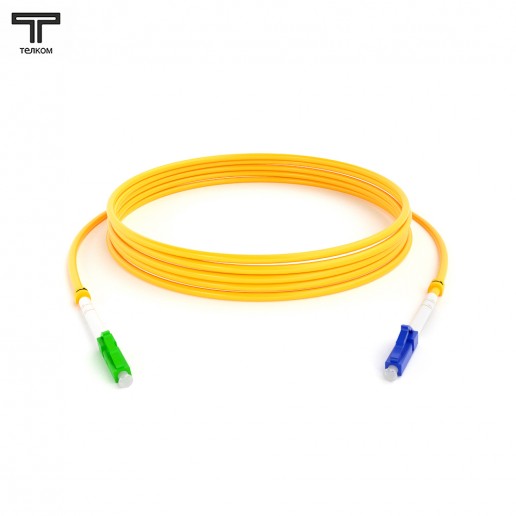 ТЕЛКОМ ШОС-3.0-LC/A-LC/U-SM-25м-LSZH-YL Шнур оптический simplex LC/APC-LC/UPC 9/125 OS2 одномодовый SM (3.0мм) LSZH, длина 25м