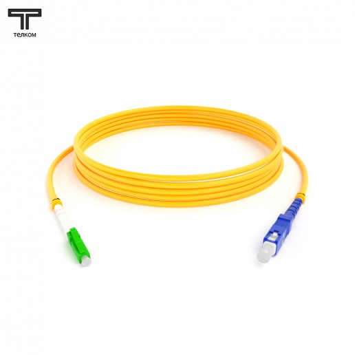ТЕЛКОМ ШОС-3.0-LC/A-SC/U-SM-3м-LSZH-YL Шнур оптический simplex LC/APC-SC/UPC 9/125 sm одномод (d=3мм) LSZH длина 3м