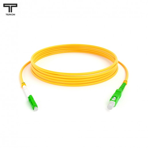 ТЕЛКОМ ШОС-3.0-LC/A-SC/A-SM-40м-LSZH-YL Шнур оптический simplex LC/APC-SC/APC 9/125 OS2 одномодовый SM (3.0мм) LSZH, длина 40м