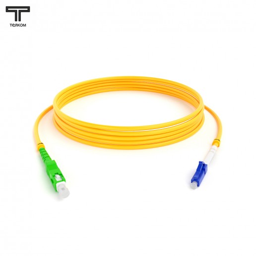 ТЕЛКОМ ШОС-3.0-SC/A-LC/U-SM-30м-LSZH-YL Шнур оптический simplex SC/APC-LC/UPC 9/125 OS2 одномодовый SM (3.0мм) LSZH, длина 30м