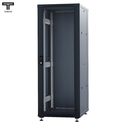 ТЕЛКОМ ТС-37.6.8-ПМ.9005М Шкаф напольный 37U 600x800x1765мм (ШхГхВ) телекоммуникационный 19", передняя дверь перфорированная - задняя дверь металлическая, цвет черный (RAL9005М) (5 мест)
