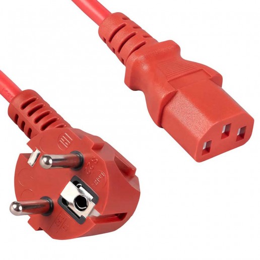 Cabeus PC-186-VDE-1.8M-RD Кабель питания компьютера (Schuko+C13) (3x0.75), красный, 1.8м