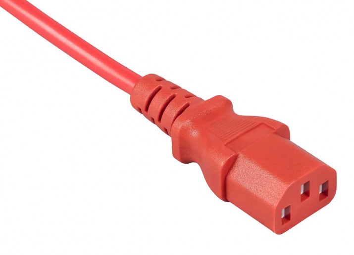 Cabeus PC-189-VDE-1.8M-RD Кабель питания монитор-компьютер C13 - C14 (3x0.75), красный, 1.8 м