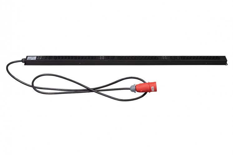 Cabeus PDU-32-3P-36C13-6C19-I309 Блок распределения питания для 19" шкафов, вертикальный, 6 розеток IEC 320 C19, 36 розеток IEC 320 C13, 3 фазы, 32А, автоматы защиты, шнур с вилкой IEC309 3м