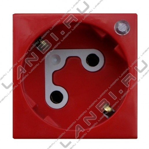 Efapel 45137 SVM Розетка 220В 2к+з, (45х45мм), с механической блокировкой, с ключом и сигнальной лампой, красная