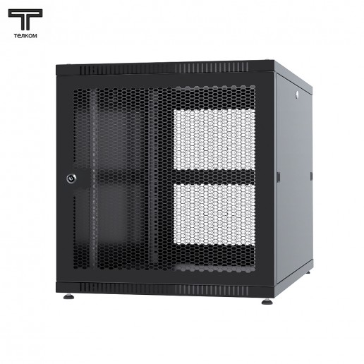 ТЕЛКОМ TLN-12.6.10-ПП.9005МА Шкаф напольный 12U 600x1000x623мм (ШхГхВ) телекоммуникационный 19", передняя дверь перфорированная - задняя дверь перфорированная, цвет черный (RAL9005МА) (4 места)