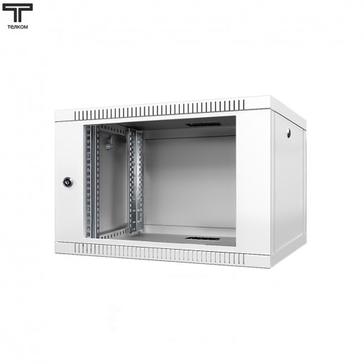 ТЕЛКОМ TL-6.6.3-С.7035Ш Шкаф настенный 6U 600x350x356мм (ШхГхВ) телекоммуникационный 19", дверь стеклянная в металлической раме, цвет серый (RAL7035Ш) (4 места)