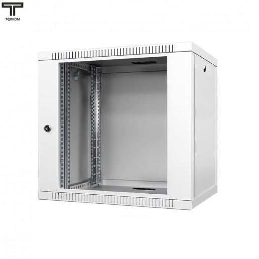 ТЕЛКОМ TL-9.6.3-С.7035Ш Шкаф настенный 9U 600x350x490мм (ШхГхВ) телекоммуникационный 19", дверь стеклянная в металлической раме, цвет серый (RAL7035Ш) (4 места)