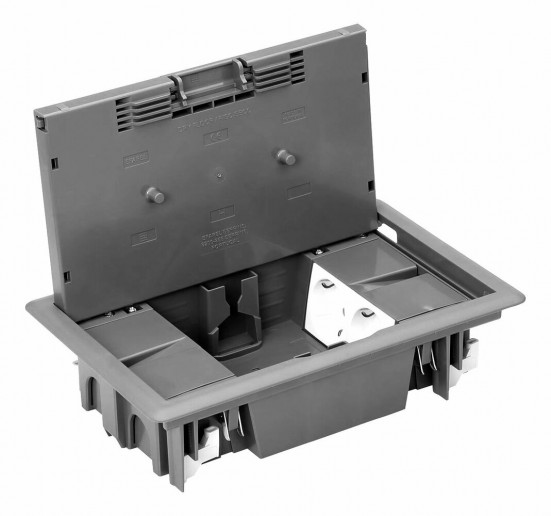 Efapel 83004 CAT Люк - 8 модулей (4 розетки 45х45мм), для установки в пол, с суппортами и фиксаторами (внешние размеры 256х166мм) антрацит