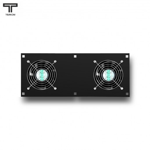 ТЕЛКОМ ВМ-К-2.9005 Вентиляторный модуль охлаждения (2 вентилятора) монтаж в крышу для напольных шкафов, цвет чёрный (RAL9005)