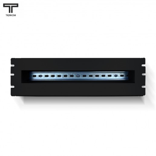 ТЕЛКОМ П.20.19.3.9005М Корпус панель с DIN-рейкой на 20 мест (22 места без крышки) 19 дюймов, 3U юнита, (корпус приборный КП-АВ с крышкой, горизонтальная DIN-рейка), цвет черный (RAL9005)