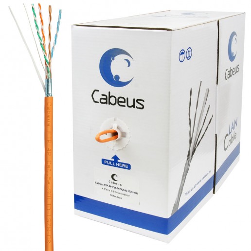 Cabeus FTP-4P-Cat.5e-SOLID-LSZH Кабель витая пара экранированная FTP (F/UTP), категория 5e, 4 пары (24 AWG), одножильный, экран - фольга, LSZH, нг(А)-HF, 305 м