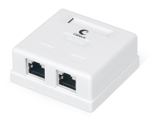 Cabeus WS-8P8C-Cat.5e-SH-2 Розетка компьютерная RJ-45(8P8C), категория 5e, экранированная, двойная, внешняя, Dual IDC