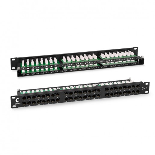 Cabeus PLHD-48-Cat.6-Dual IDC-1U Патч-панель высокой плотности 19", 1U, 48 портов RJ-45, категория 6, Dual IDC
