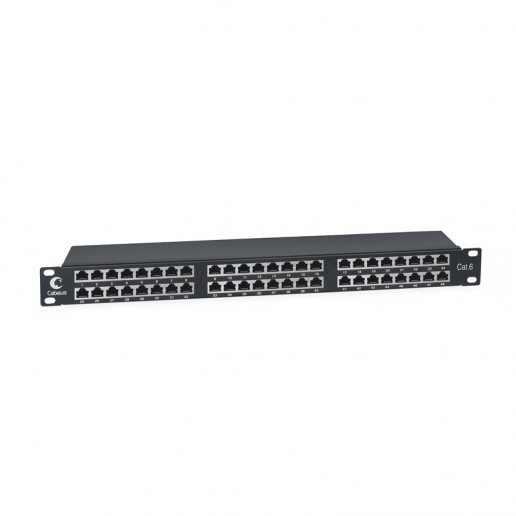 Cabeus PLHD-48-Cat.6-SH-Dual IDC-1U Патч-панель высокой плотности 19", 1U, 48 портов RJ-45, категория 6, полностью экранированная, Dual IDC