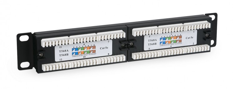 Cabeus PL-12-Cat.5e 10"-Dual IDC Патч-панель 10", установочный размер 236 мм, 12 портов RJ-45, категория 5e, Dual IDC