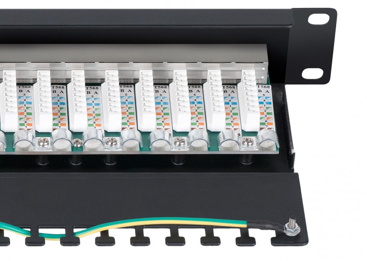 Cabeus PL-12-Cat.6 10"-SH-Dual IDC Патч-панель 10", установочный размер 236 мм, 12 портов RJ-45 полностью экранированная, категория 6, Dual IDC