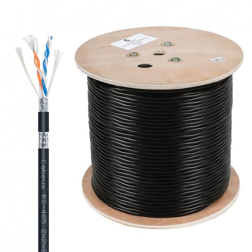 Cabeus RS-485 2x2x24AWG/7 Кабель для интерфейса RS-485/RS-422, 2x(2x24 AWG), многожильный (patch), экран - фольга + оплетка 90%, - 40 C - +75 C, PVC (305м)