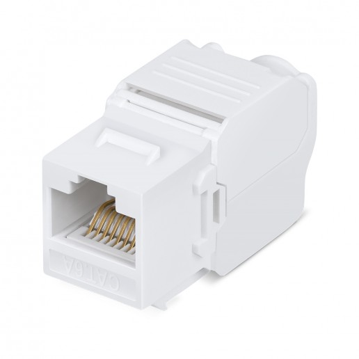 Cabeus KJ-RJ45-Cat.6A-180-Toolless Вставка Keystone Jack RJ-45(8P8C), 180 градусов, категория 6A, без инструмента Toolless, белая